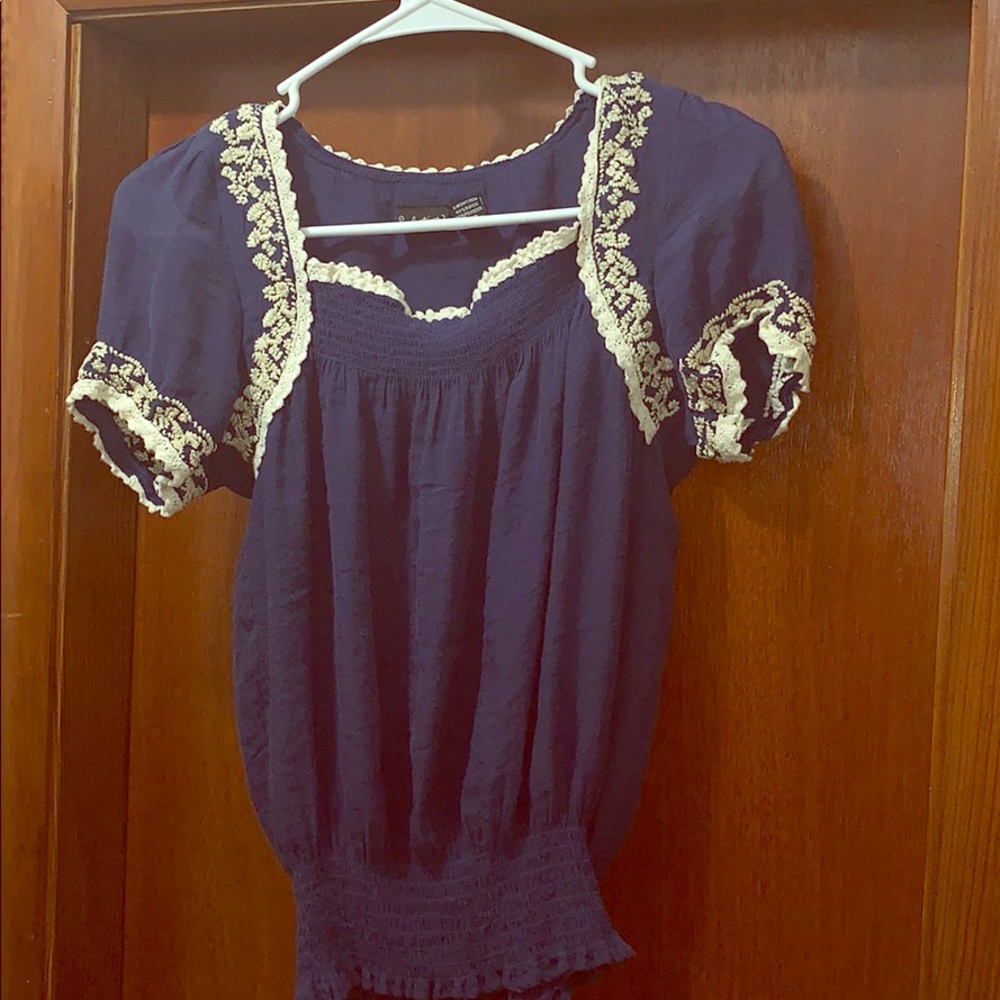 Blue + White Laced Top